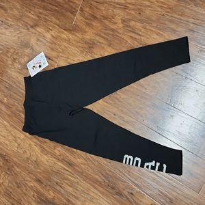 NWT Pizzazz Black Glitter BPAC Workout Leggings Pants Women Size Medium